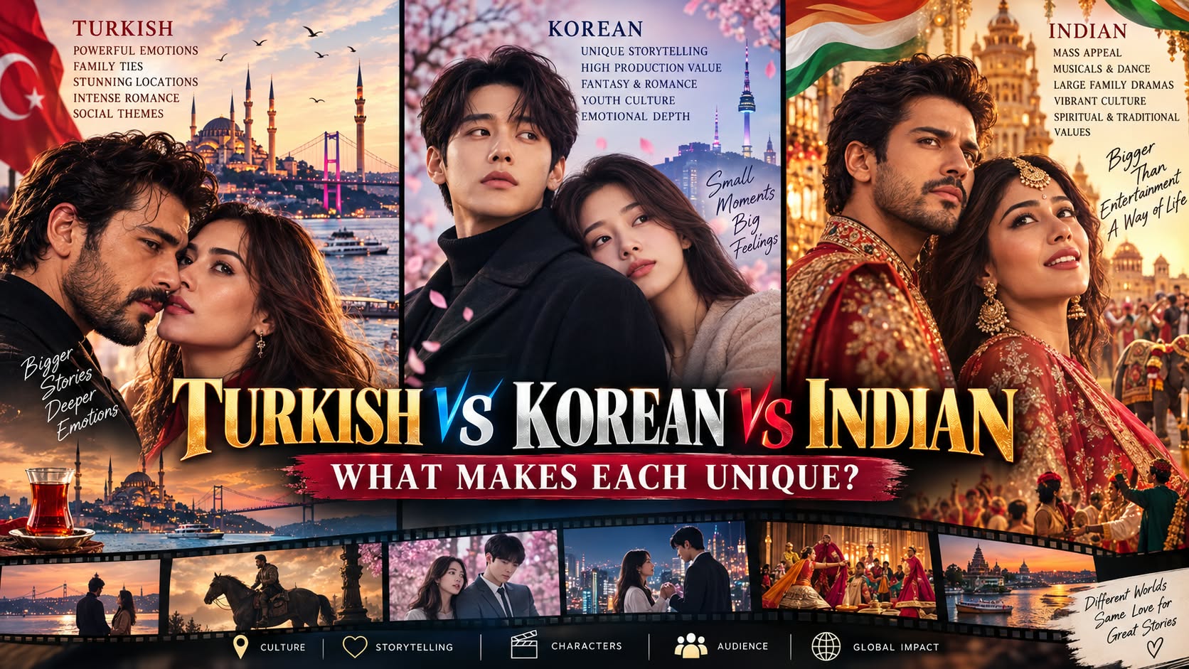 Turkish vs. Korean vs. Indian Dramas: What Makes Each Style Unique
